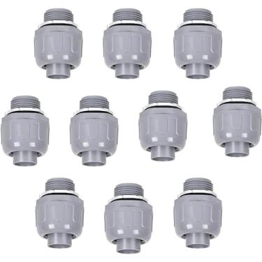 Imagem de FirmiBang Conector líquido apertado 3/10.2 cm - Conexões de conduíte elétrico não metálico, encaixe de conduíte de PVC listado pela UL (reto, pacote com 10)