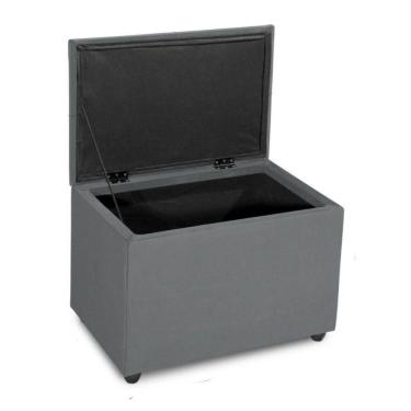 Imagem de Puff Baú 60cm Decorativo Sala Estar Quarto Multiusos Veludo Cor cinza