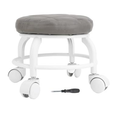 Imagem de Banqueta de Baixo Rolamento Com Capacidade de Peso de 300 Libras, Assento de Couro PU, Solução de Assento Flexível para Reparos e Leitura de Ioga (GREY)