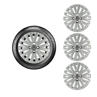 Imagem de Kit 4 calotas aro 14 saveiro 2010 prata - GRID CALOTAS