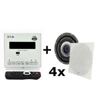 Imagem de Som Ambiente Amplificador Parede + 4 Caixas De Som Embutir - Ms Audio,