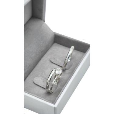 Imagem de Alianças De Prata 950 Compromisso Namoro + Anel Solitário - DR Joias