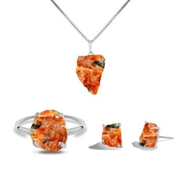 Imagem de Conjunto Natura Calcita Orquídea - Cristal Natural, Prata 925