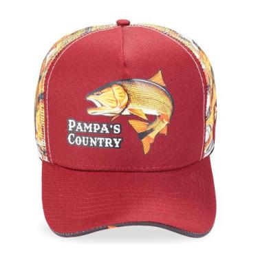Imagem de Boné Pampas Country Pescador Peixe Dourado Vermelho Masculino Feminino