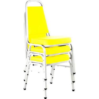 Imagem de Kit com 3 Cadeiras Empilháveis Linha Hotel Plus Amarelo - Design Offic