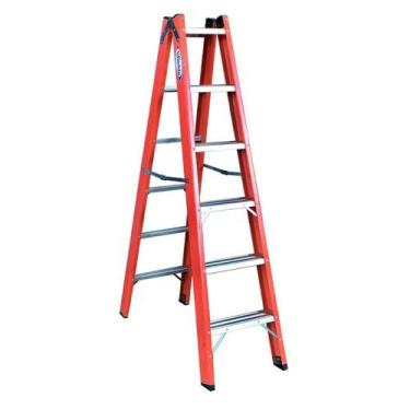 Imagem de Escada em Fibra Tesoura Dupla 6 Degraus 1,80m WBertolo