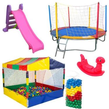 Imagem de Super Kit de Brinquedos Cama Elástica 2,30  Piscina de Bolinhas 1,50m 