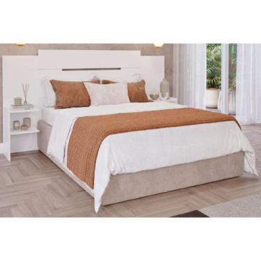 Imagem de Cabeceira Cama Box Madeirado Branco Solteiro/Casal/Queen Mila Extensív