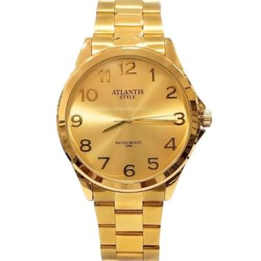 Imagem de Relógio Masculino Atlantis Dourado Grande Analógico