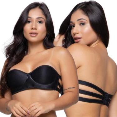 Imagem de Kit 2 Sutiã Frente Única Feminino sem alça Reforçado 3 Tiras Com Bojo 