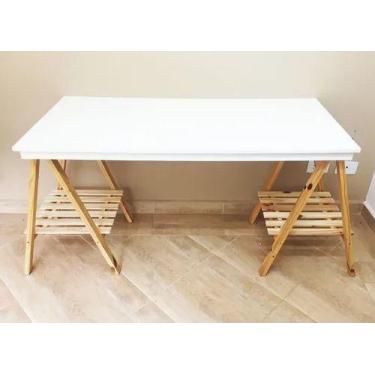 Imagem de Cavalete De Estudio cor natural madeira C/ Estrado apoio tampo 100cm -