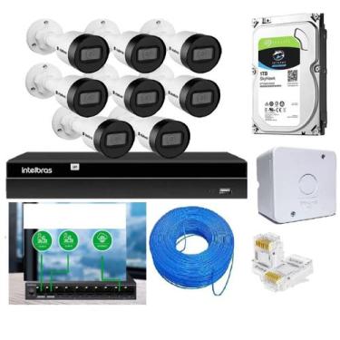 Imagem de Kit 8 câmeras ip hd intelbras vipc 1230 b + nvd 1408 completo