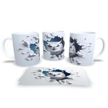 Imagem de Caneca Branca de Porcelana Personalizadas Coleção Arte em 3D (Coruja 1)