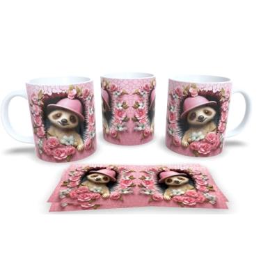 Imagem de Caneca Branca de Porcelana Personalizadas Novas Arte em 3D Animais (Preguiça 2)