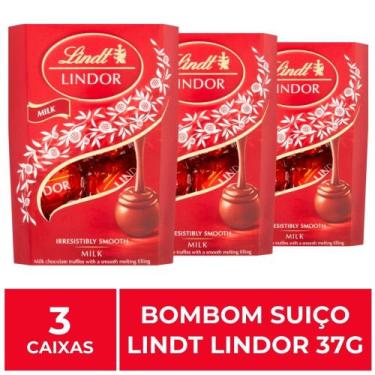 Imagem de 3 Caixas de 37g, Bombons de Chocolate Suiço, Lindt Lindor