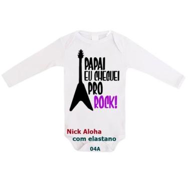 Imagem de body bebê manga longa papai eu cheguei pro rock cód 04a - nick aloha, 