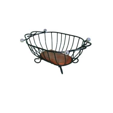 Imagem de Fruteira Oval P Artesanal Mesa Cozinha Em Ferro E Madeira - D'Cor & Ar