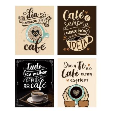 Imagem de Kit 4 Placas Decorativas 20x25 para Cantinho do Café Cozinha Padaria -