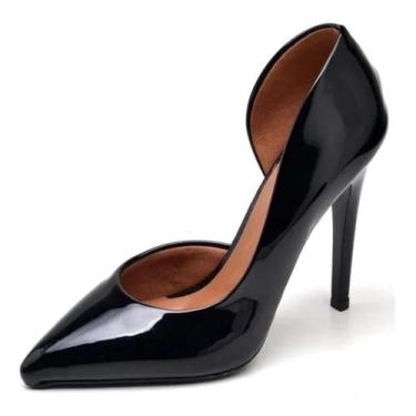 Imagem de Scarpin Fem Ptah Salto Alto, Bico Fino, Aberto na Lateral, Muito Confo
