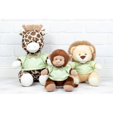 Imagem de Conjunto de 3 Bichos de Pelúcia com Gravata, Girafa, Macaco e Leão/Para Nichos (XADREZ DE VERDE)