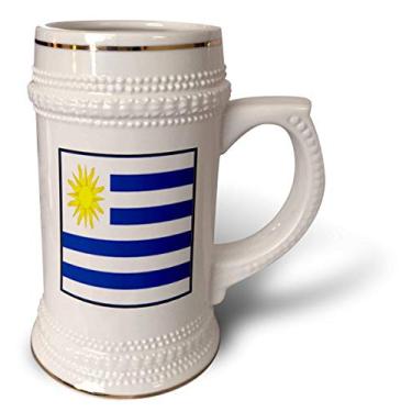 Imagem de 3dRose Foto do botão com bandeira do Uruguai - Caneca Stein, 510 g, 623 g, branca