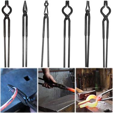 Imagem de Conjunto de pinças de facas de ferreiro para iniciantes Conjunto de ferramentas de pinça de forja de lâmina, torno de bigorna inclui 1/4 de mandíbula plana, pega, pinça de rolagem, pinça de 3/8 1/2
