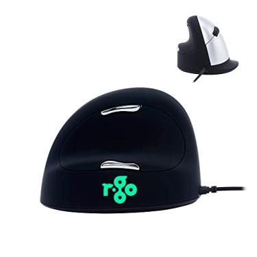 Imagem de R-Go HE Mouse ergonômico vertical, para canhotos grandes, com software de quebra, com fio USB-C, evita RSI do cotovelo de tenista/braço do mouse, clique silencioso, 5 botões - compatível com Windows