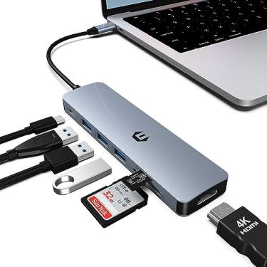 Imagem de Oditton Hub USB C 7 em 1, hub adaptador multiportas com HDMI, carregamento de 100 W, 3 x USB 3.0, leitor de cartão SD/TF, compatível com laptops USB C Dell XPS/HP/Surface e outros dispositivos tipo C