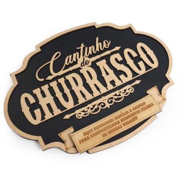 Imagem de Cantinho Do Churrasco Placa Decorativa 40x30 Alto Relevo Mdf - Yper Cr