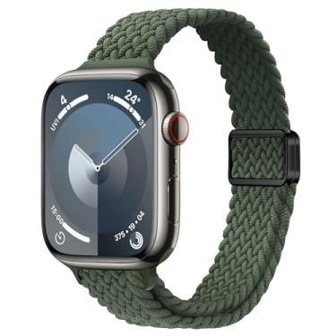 Imagem de ALSMGGBPAF Pulseira feminina de nylon trançado fina compatível com Apple Watch séries 10, 9, 8, 7, 6, SE, 5, 4, 3, 2 e 1 de 42 mm, 41 mm, 40 mm, 44 mm, 45 mm, 2 e 1 de 42 mm, 41 mm, 40 mm, 44 mm, 46