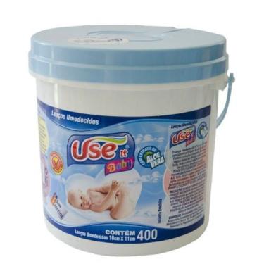 Imagem de Lenço Umedecido Use It Balde Azul com 400 unidades - Use-It