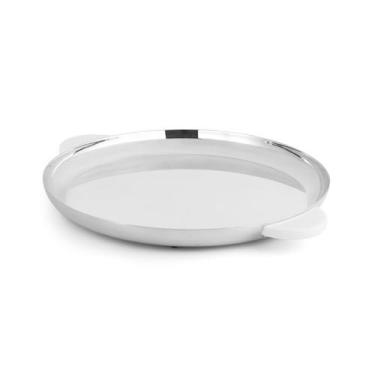 Imagem de Bandeja Redonda Grande Volupté Prata com Resina Branca - St James