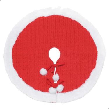 Imagem de Saia Árvore De Natal Pom Pom Vermelho Branco 70cm - Cromus