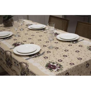 Imagem de Toalha de Mesa Linhão Rústico 8 Lugares 2,50m x 1,45m - Bouquet Vinho/