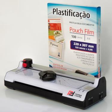 Imagem de Plastificadora 3x1 220v + 100 Plásticos para Plastificação A4 0,05 125 micras