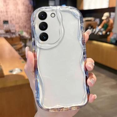 Imagem de Capa de telefone transparente para Samsung Galaxy S24 Ultra S23 S22 Plus S21 S20 FE A25 A55 A35 A15 A05 A05S capa de onda 3D de cor sólida, transparente, para S22