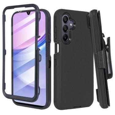 Imagem de 6goodeals Capa compatível com Samsung Galaxy A16, capa resistente à prova de choque para celular com clipe de cinto, protetor de tela embutido (preto armadura)