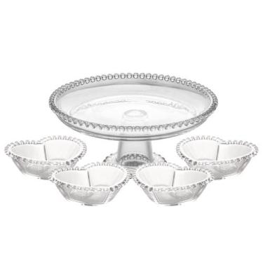 Imagem de Conjunto De Potes Formato Coração Com Prato Para Bolo Com Pé Em Crista