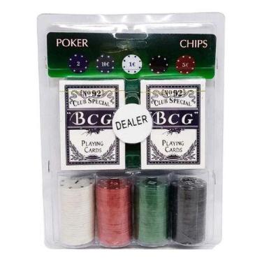 Imagem de Kit Poker Completo 108 Cartas E 100 Fichas E Toalha De Mesa - Kadê