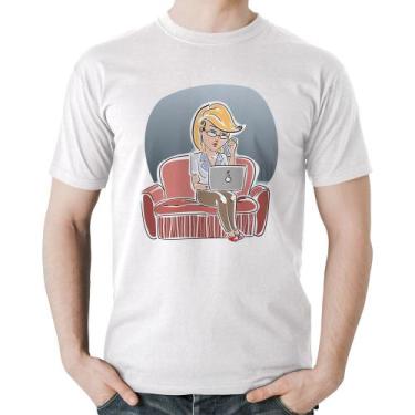 Imagem de Camiseta Algodão Home Office - Foca na Moda, Branco, M