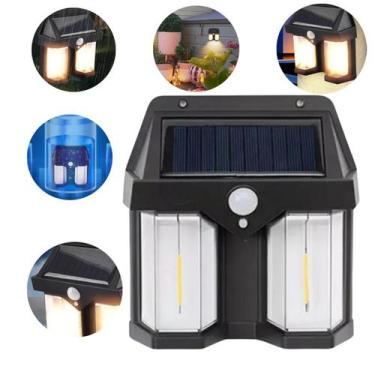 Imagem de Luminaria Moderna Arandela Led Solar Tipo Retro De Parede Externa Jard