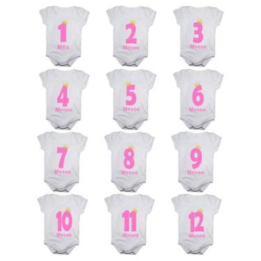 Imagem de Body de bebê mesversario números menina - Calupa, Branco, Único