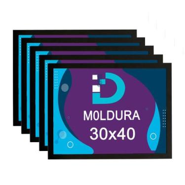 Imagem de Kit 5 Molduras Pretas 30x40 Com Fundo Em Eucatex Para Decoração e Arte