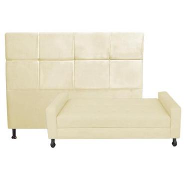 Imagem de Kit Félix com Cabeceira Damares 1,95 cm King Size Baú Quarto Sala mate