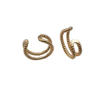 Imagem de Brinco Piercing 2 Fileiras Falso Pressão Argola Orelha Cartilagem - HH