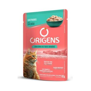Imagem de Origens Sachê para Gatos Castrados Sabor Salmão 85 g