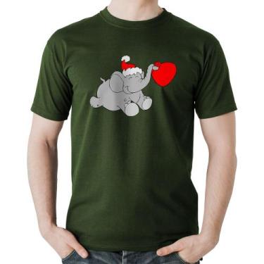 Imagem de Camiseta Algodão Elefante Noel - Foca na Moda, Musgo, GG