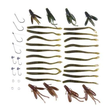 Imagem de Kit iscas artificiais grub shad 42 peças Jig head e Anzol - H FIshing