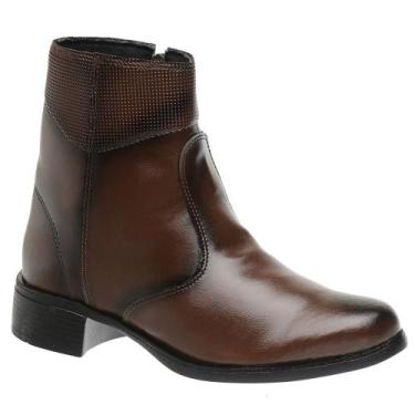 Imagem de Bota Coturno Feminino Cano Médio Salto Baixo Inverno - GMM SHOES, Marr