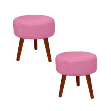 Imagem de Kit 2 Puff Redondo Decorativo Danny Pés Palito - Casa da Poltrona, Ros